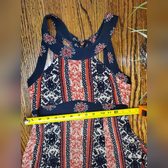 Free People You Made My Day Black Rust Boho Lace Up Back Maxi Dress - Picture 8 of 11